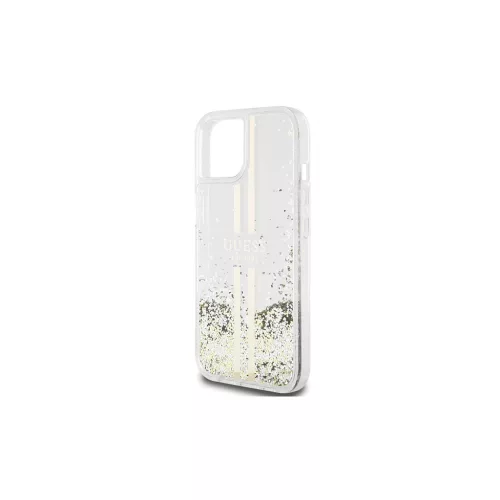Guess GUHCP15MLFCSEGT iPhone 15 Plus / 14 Plus készülékhez 6.7"-os transzparens kemény tok Liquid Glitter arany csíkos