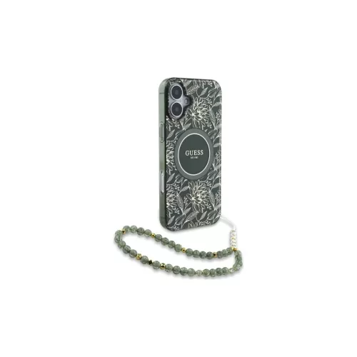 Guess GUHMP16SHCPOFPA iPhone 16 készülékhez 6.1" keménytok IML Flowers Allover Electro With Pearl St zöld