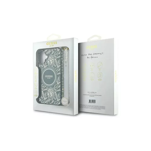 Guess GUHMP16SHCPOFPA iPhone 16 készülékhez 6.1" keménytok IML Flowers Allover Electro With Pearl St zöld