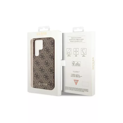 Guess GUHCS23LG4GFBR S23 Ultra S918 készülékhez kemény tok 4G Metal Gold Logo barna