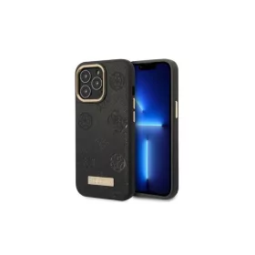   Guess GUHMP13LSAPSTK iPhone 13 Pro és iPhone 13 6,1" készülékhez kemény tok Peony Logo Plate MagSafe fekete
