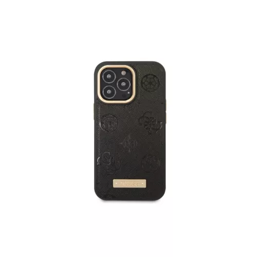 Guess GUHMP13LSAPSTK iPhone 13 Pro és iPhone 13 6,1" készülékhez kemény tok Peony Logo Plate MagSafe fekete