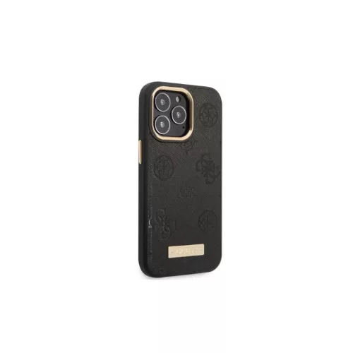 Guess GUHMP13LSAPSTK iPhone 13 Pro és iPhone 13 6,1" készülékhez kemény tok Peony Logo Plate MagSafe fekete