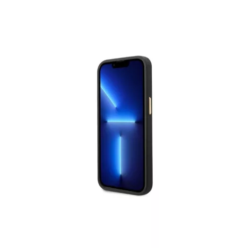 Guess GUHMP13LSAPSTK iPhone 13 Pro és iPhone 13 6,1" készülékhez kemény tok Peony Logo Plate MagSafe fekete