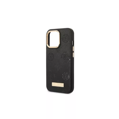 Guess GUHMP13LSAPSTK iPhone 13 Pro és iPhone 13 6,1" készülékhez kemény tok Peony Logo Plate MagSafe fekete