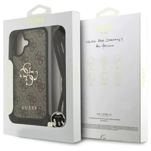 Guess 4G Big Logo Cord Stap Crossbody tok iPhone 17 készülékhez barna
