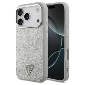   Guess Glitter Triangle Logo MagSafe tok iPhone 17 Pro készülékhez ezüst