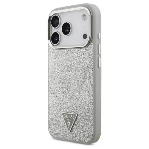 Guess Glitter Triangle Logo MagSafe tok iPhone 17 Pro készülékhez ezüst