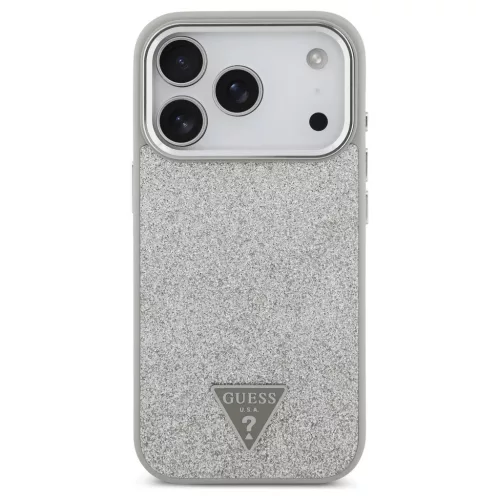 Guess Glitter Triangle Logo MagSafe tok iPhone 17 Pro készülékhez ezüst
