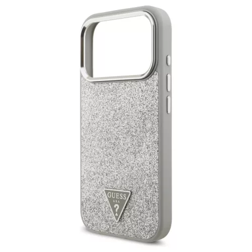 Guess Glitter Triangle Logo MagSafe tok iPhone 17 Pro készülékhez ezüst