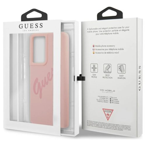 Guess GUHCS21LLSVSPI Script Vintage keménytok Samsung Galaxy S21 Ultra G998 készülékhez rózsaszín