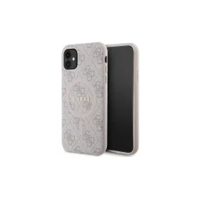   Guess GUHMN61G4GFRP iPhone 11 6.1"/Xr készülékhez keménytok 4G Collection Leather Metal Logo MagSafe rózsaszín