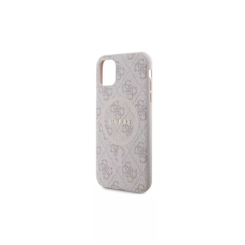 Guess GUHMN61G4GFRP iPhone 11 6.1"/Xr készülékhez keménytok 4G Collection Leather Metal Logo MagSafe rózsaszín