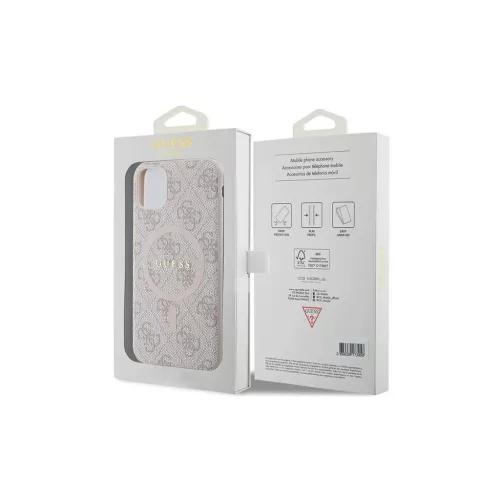 Guess GUHMN61G4GFRP iPhone 11 6.1"/Xr készülékhez keménytok 4G Collection Leather Metal Logo MagSafe rózsaszín