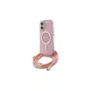Guess GUHMP16SHCTSGNSP iPhone 16 6.1" készülékhez kemény tok Crossbody Cord Script MagSafe rózsaszín