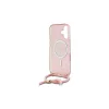 Guess GUHMP16SHCTSGNSP iPhone 16 6.1" készülékhez kemény tok Crossbody Cord Script MagSafe rózsaszín
