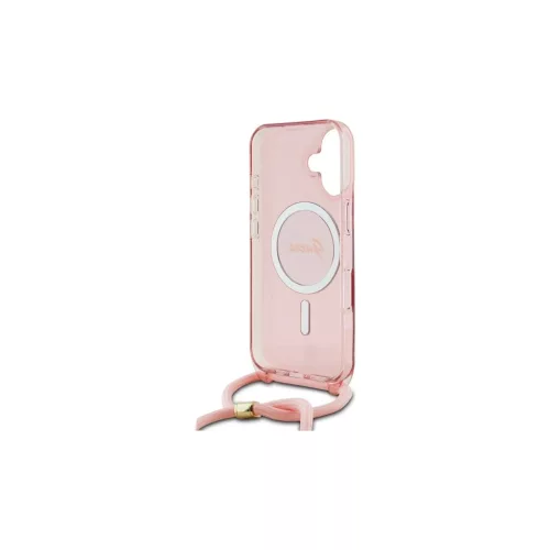 Guess GUHMP16SHCTSGNSP iPhone 16 6.1" készülékhez kemény tok Crossbody Cord Script MagSafe rózsaszín