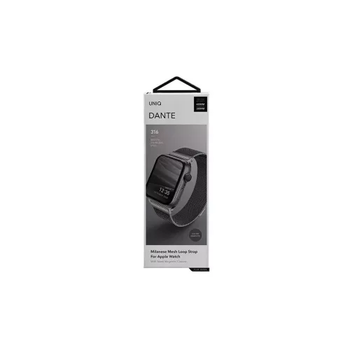 UNIQ Dante Strap Apple Watch Series 1/2/3/4/5/6/7/8/SE/SE2/SE3 38/40/41mm készülékhez rozsdamentes acél grafit