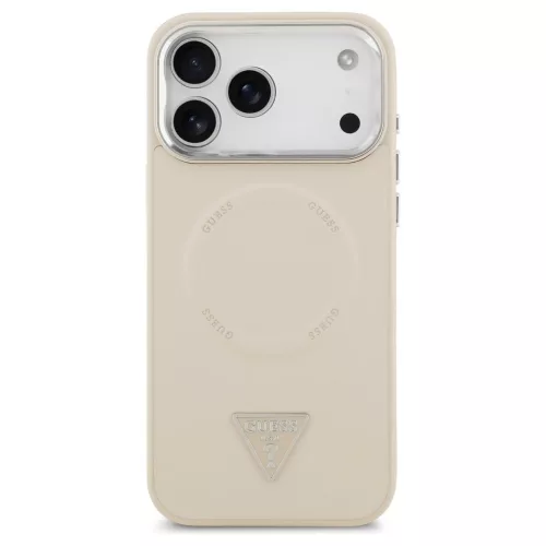 Guess Triangle Logo MagSafe tok iPhone 17 Pro készülékhez bézs