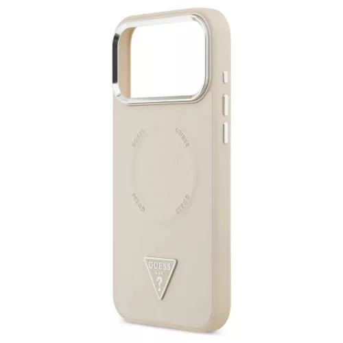 Guess Triangle Logo MagSafe tok iPhone 17 Pro készülékhez bézs