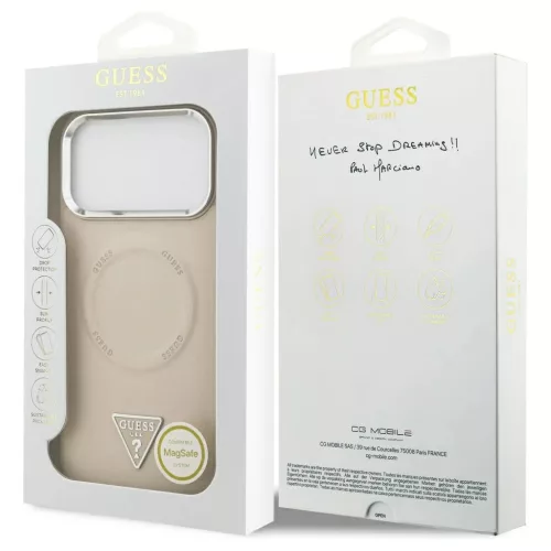Guess Triangle Logo MagSafe tok iPhone 17 Pro készülékhez bézs