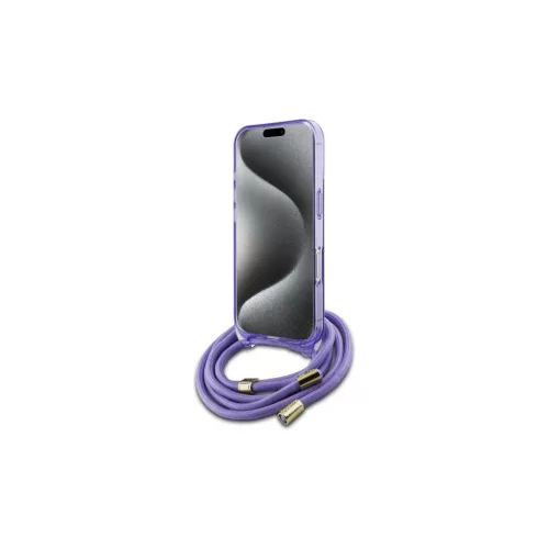 Guess GUHMP16SHCTSGNSU iPhone 16 6.1" készülékhez keménytok Crossbody Cord Script MagSafe lila