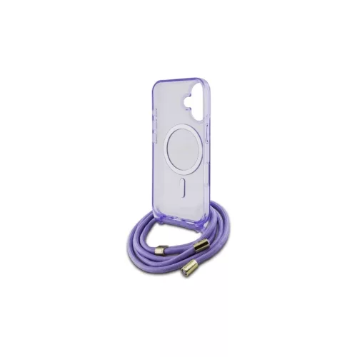 Guess GUHMP16SHCTSGNSU iPhone 16 6.1" készülékhez keménytok Crossbody Cord Script MagSafe lila