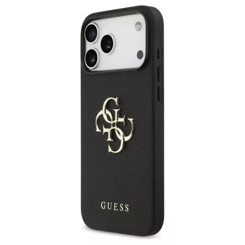 Guess Grained Big 4G & Classic Logo tok iPhone 17 Pro Max készülékhez fekete