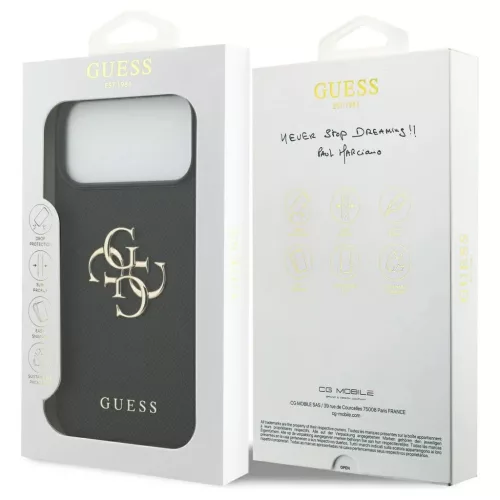 Guess Grained Big 4G & Classic Logo tok iPhone 17 Pro Max készülékhez fekete