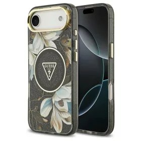   Guess IML Glitter Flowers Triangle MagSafe tok iPhone Air készülékhez fekete