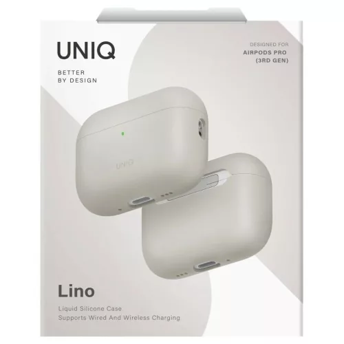 AirPods Pro 3 gen készülékhez UNIQ Lino szilikon tok bézs