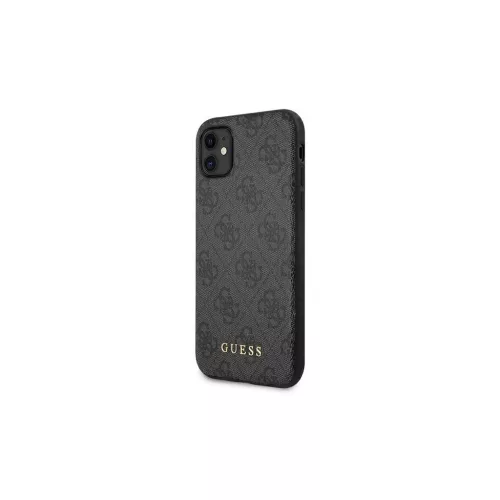 Guess GUHCN61G4GFGR iPhone 11 6,1 készülékhez kemény tok 4G Metal Gold Logo szürke