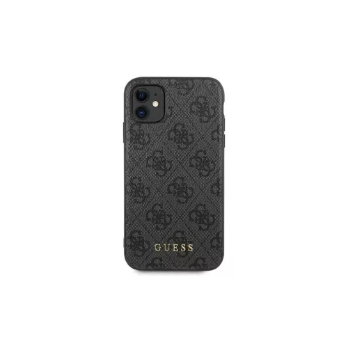 Guess GUHCN61G4GFGR iPhone 11 6,1 készülékhez kemény tok 4G Metal Gold Logo szürke