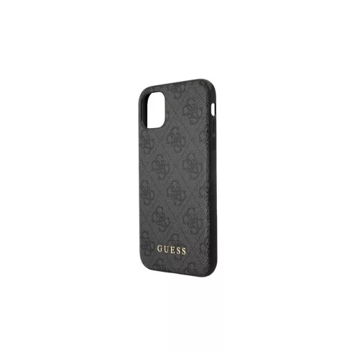 Guess GUHCN61G4GFGR iPhone 11 6,1 készülékhez kemény tok 4G Metal Gold Logo szürke
