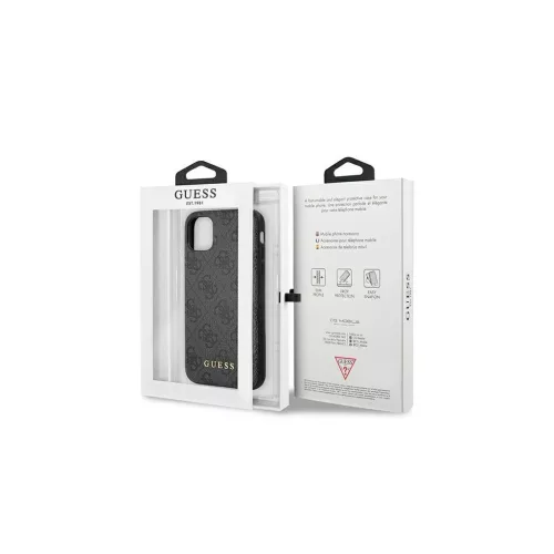 Guess GUHCN61G4GFGR iPhone 11 6,1 készülékhez kemény tok 4G Metal Gold Logo szürke