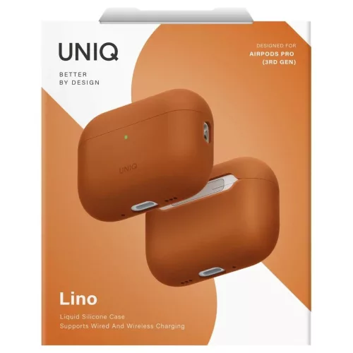 UNIQ Lino AirPods Pro 3 gen készülékhez szilikon tok, narancssárga