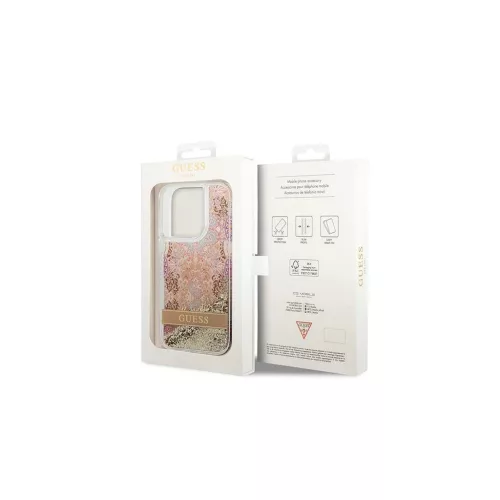 Guess GUHCP14LLFLSD iPhone 14 Pro 6,1 készülékhez keménytok Paisley Liquid Glitter arany
