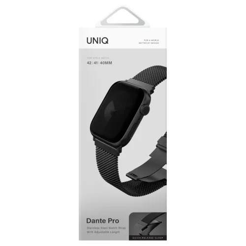UNIQ Dante Pro óraszíj Apple Watch 42/41/40mm készülékhez, rozsdamentes acél, grafit fekete