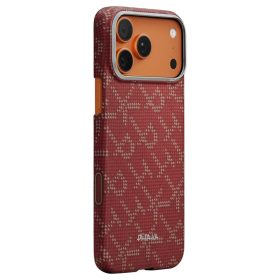   PITAKA Ultra-Slim Monogram MagSafe tok iPhone 17 Pro készülékhez arany-piros