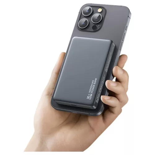 USAMS CY Series CD242 10000mAh 20W mágneses vezeték nélküli külső akkumulátor titán