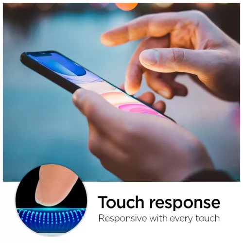 SPIGEN ALM GLASS FC temperált üveg kijelzővédő iPhone 11 / XR készülékhez, fekete