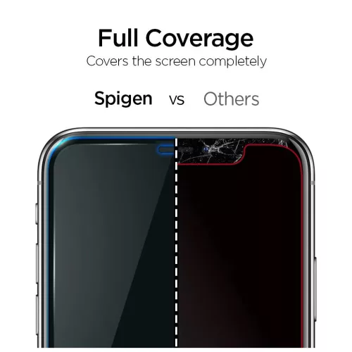 SPIGEN ALM GLASS FC temperált üveg kijelzővédő iPhone 11 / XR készülékhez, fekete
