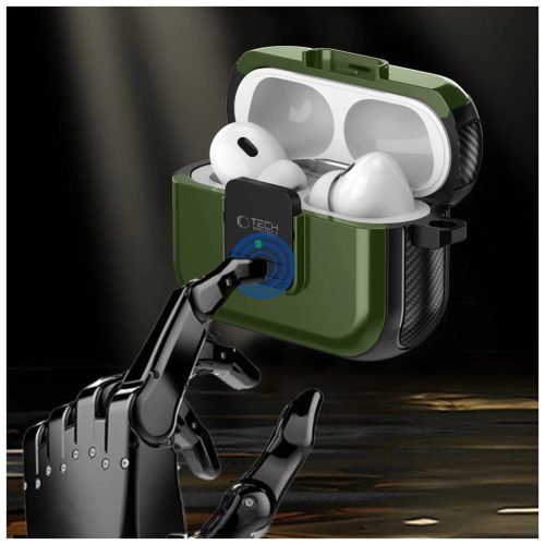 TECH-PROTECT DEFENDER HOOK MAGSAFE APPLE AIRPODS PRO 1/2 készülékhez védőtok olívzöld
