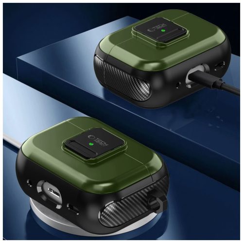 TECH-PROTECT DEFENDER HOOK MAGSAFE APPLE AIRPODS PRO 1/2 készülékhez védőtok olívzöld