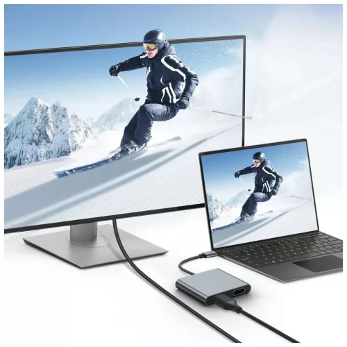 TECH-PROTECT HB08 elágazó adapter 4IN1 TYPE-C + USB2.0 + 2 x HDMI 4K 60HZ űrszürke