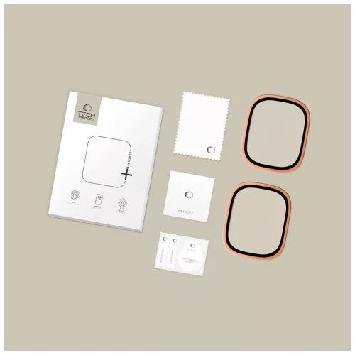 Temperált üveg TECH-PROTECT GLASS RING 2-PACK Apple Watch Ultra 1/2/3 (49 MM) készülékhez, kozmikus narancs