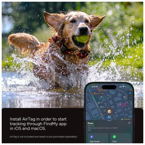 SPIGEN TOUGH ARMOR Apple AirTag tartó háziállat nyakörvhöz, fekete