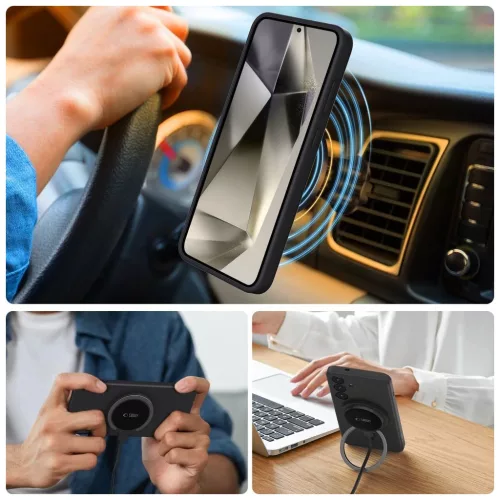 TECH-PROTECT Liquid Silicone MagSafe tok Galaxy S25 Edge készülékhez fekete