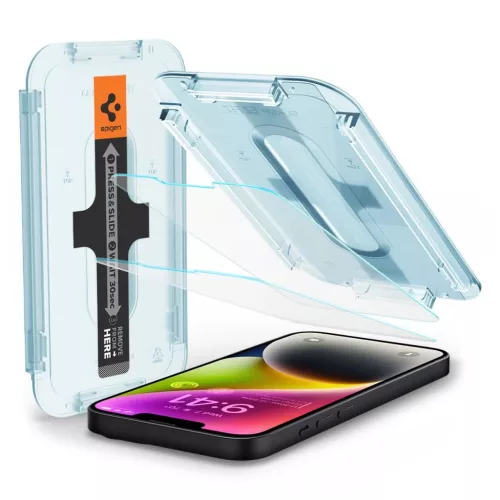 SPIGEN edzett üveg kijelzővédő GLAS.TR "EZ FIT" 2-PACK iPhone 13 / 13 Pro / 14 / 16e/17e készülékhez átlátszó