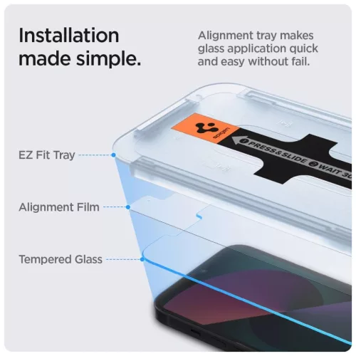 SPIGEN edzett üveg kijelzővédő GLAS.TR "EZ FIT" 2-PACK iPhone 13 / 13 Pro / 14 / 16E készülékhez átlátszó